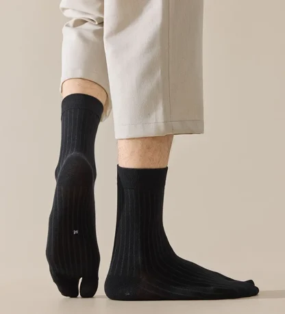 Casual Solid Color Socks with Split Design - Image 9
