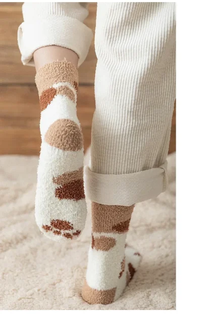 Cute Thermal Socks with Cat Paw Print - Image 3