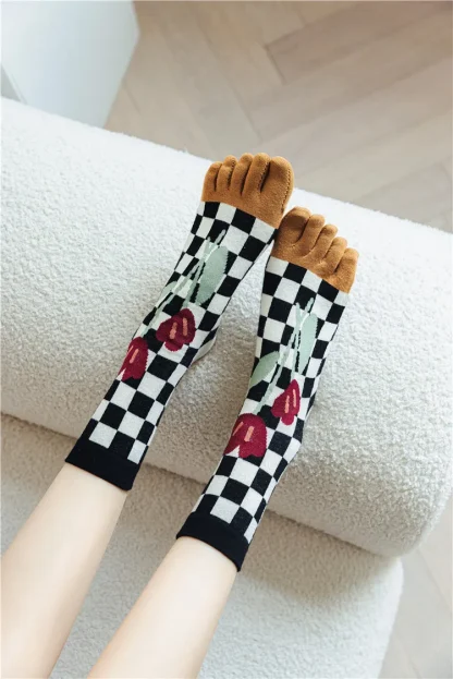 Crew Length Fingersocks with Colorful Prints - Image 10
