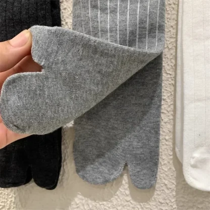 Comfortable Plain Socks with Two-toed Design - Image 10