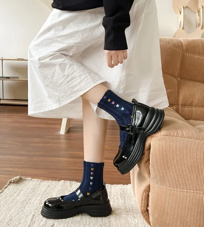 Crew Toe Socks with Colorful Hearts - Image 6