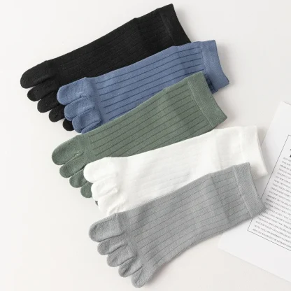 5 Pairs Solid Color Toe Socks - Image 15