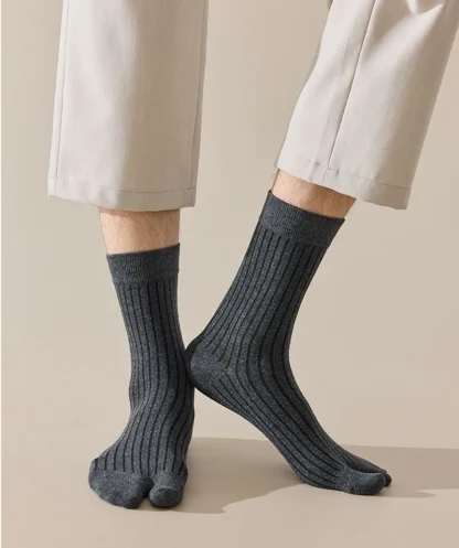 Casual Solid Color Socks with Split Design - Image 5