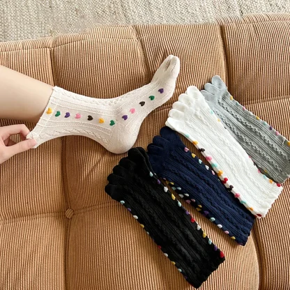 Crew Toe Socks with Colorful Hearts - Image 8